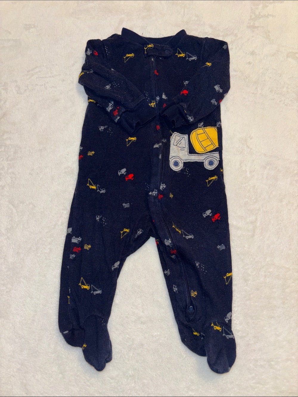 Lcarters Navy Construction Print Footed One-Piece zipper sleeper Kids